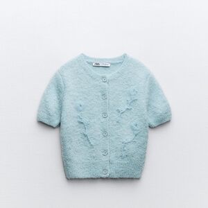 Womens Zara Light Blue Button-Up Sweater